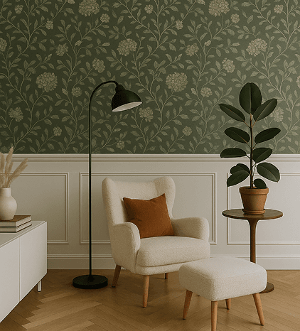 Fin tapet i inrett hem